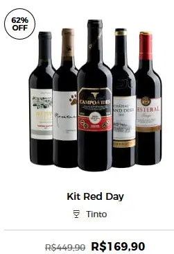 Dicas de presentes para os homens 18 sugestões de presentes masculinos para arrasar neste natal Print de kit red day, com 6 garrafas de vinho, com informação sobre seu valor