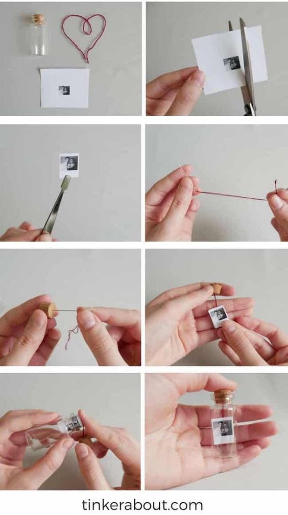 DIY potinho de vidro com foto de casal para presentear no Dia dos Namorados