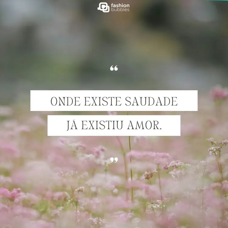 Foto de campos de flores com frase de saudade escrita em cima