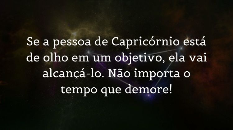 Frase de signo Capricórnio sobre foto de céu estrelado