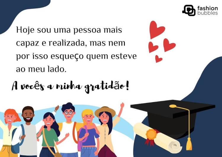 Frase de gratidão na formatura