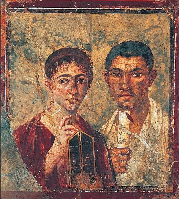 Afresco italiano com uma casal. 