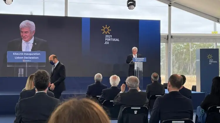 Ministro Marcos Pontes Portugal Ministro da Ciência, Tecnologia e Inovações, Marcos Pontes, discursa na inauguração do novo cabo submarino em Portugal