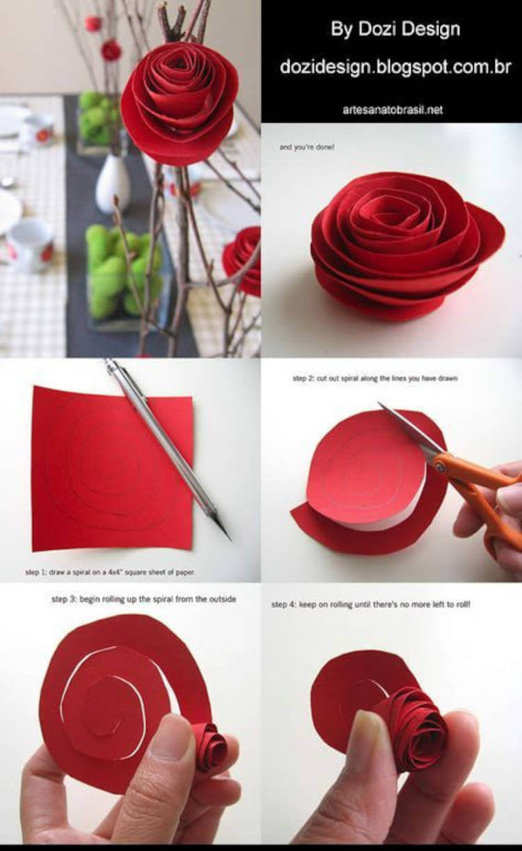 Passo a passo de rosa de papel para decorar presentes