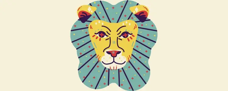 Fundo bege com símbolo do signo de Leão com horóscopo de hoje