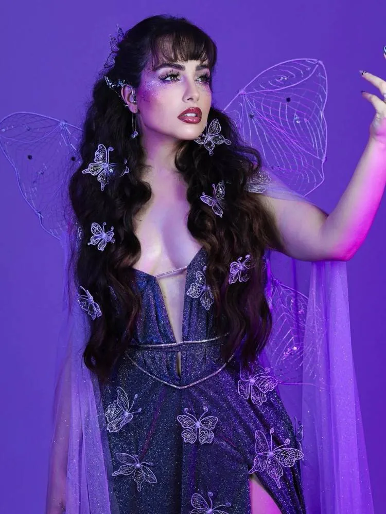 Incluencer Jéssica Cardoso fantasiada de Fada das Borboletas para o Halloween Sephora 2023