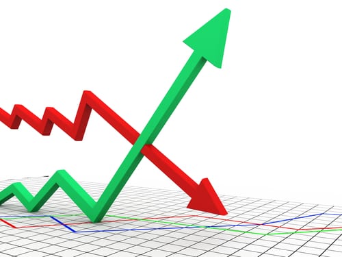 Gráfico com setas para cima e para baixo - O que são tendências 