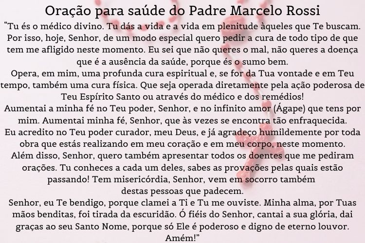 orações para saúde do Padre Marcelo Rossi