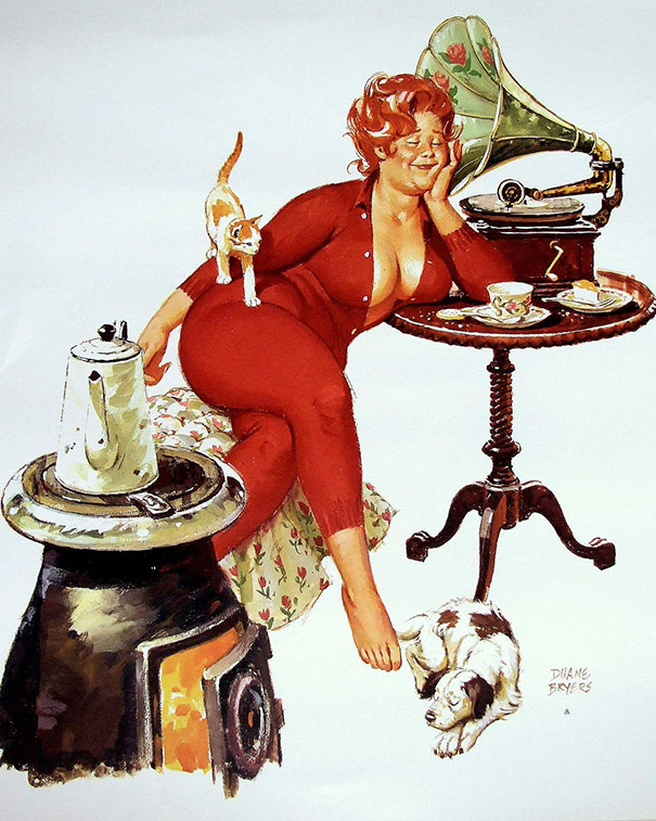 Ilustração da Pin-up Hilda de Duane Bryers. 