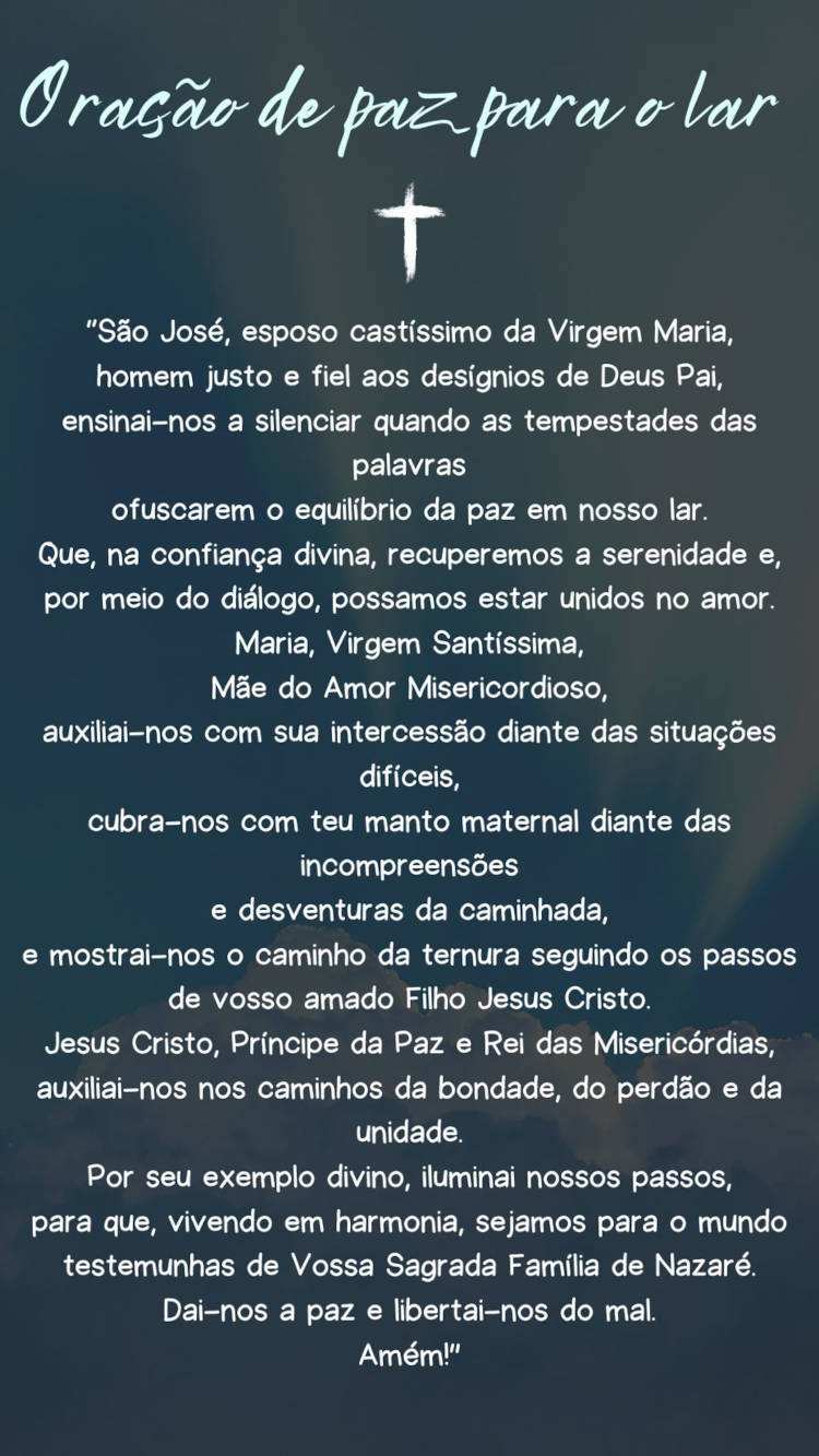 Oração de paz para o lar