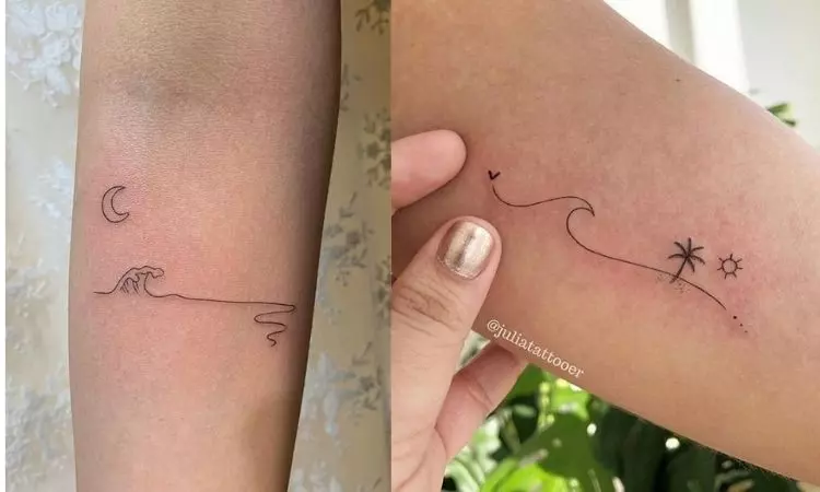 duas opções de onda tatuada