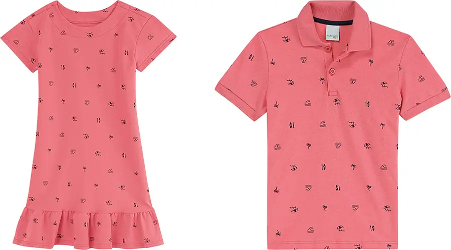 Blusa e vestido de criança mesma estampa combinando rosa pai e filha Blusa masculina que combina com vestido de criança