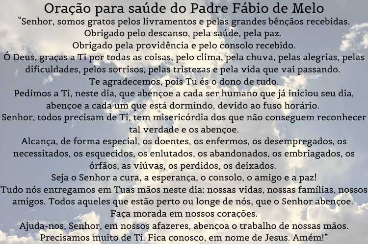 orações para saúde do Padre Fábio de Melo