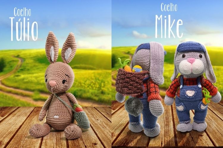 coelhinhos artesanais em amigurumi