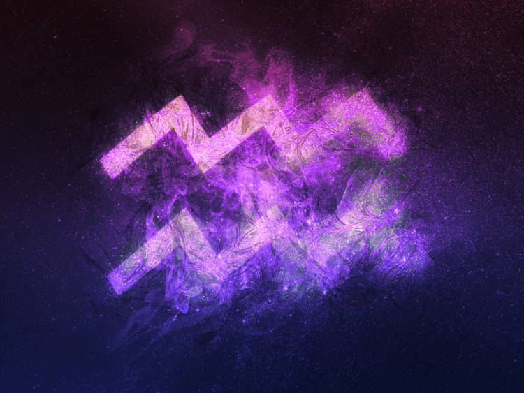 Ilustração de Universo com o símbolo do signo Áquario
