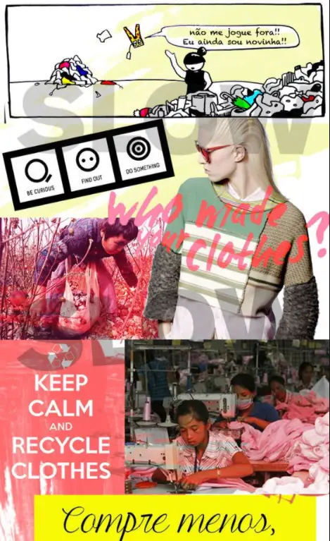 colagem de imagens com frases sobre a slow fashion