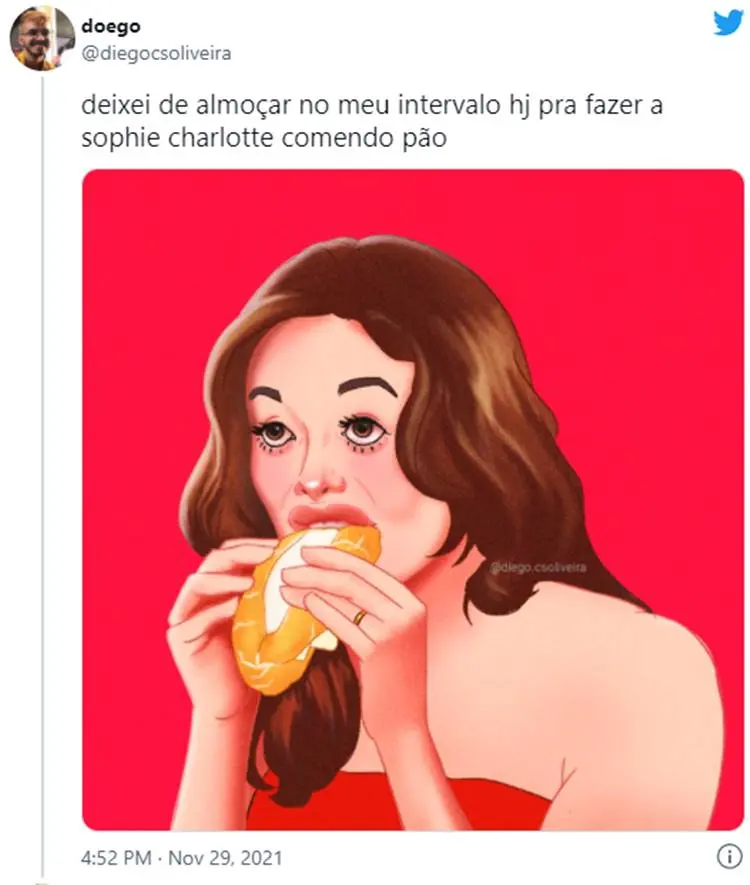 Desenho de rosto da atriz Sophie Charlotte - Melhores memes 2021.