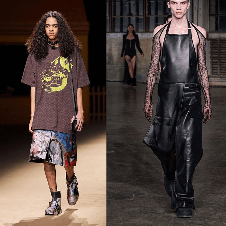 Modelos usando roupas andróginas nas passarelas da NYFW 2022