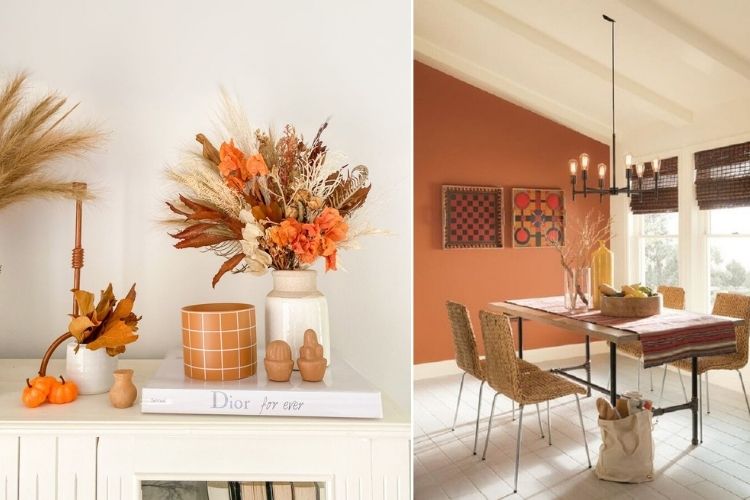 Montagem com decorações de outono