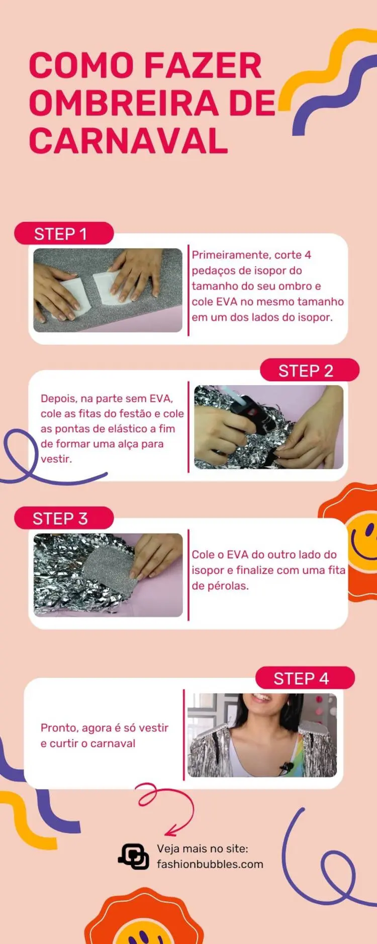 Tutorial de como fazer ombreira de carnaval.