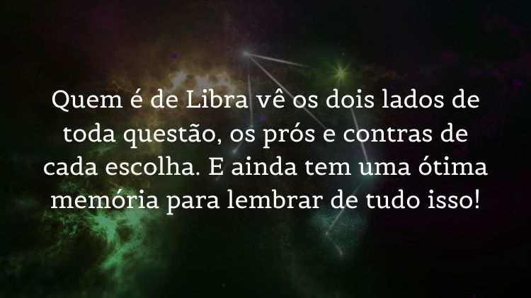 Frase de signo Libra sobre foto de céu estrelado
