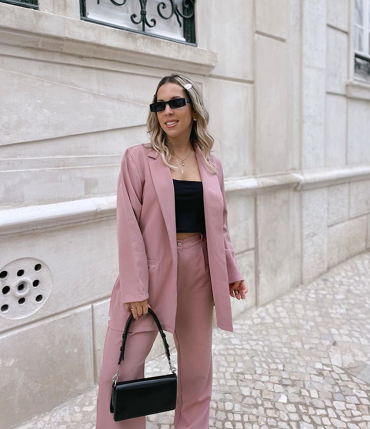 casaco tendência de inverno, modelo blazer rosa