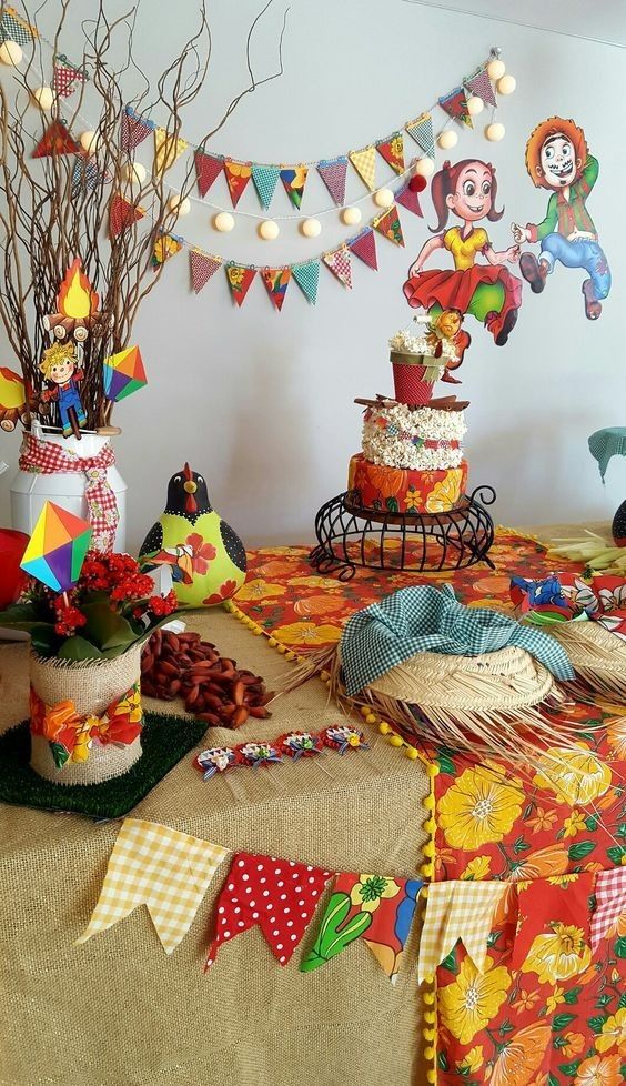 Decoração junina dentro de casa.