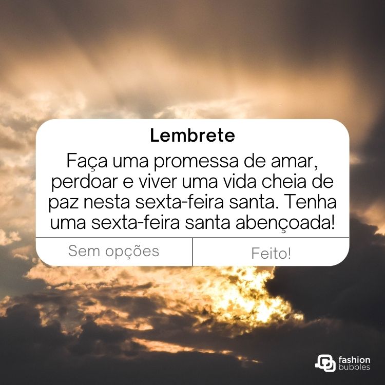 mensagem em formato de lembrete, fundo céu entardecendo