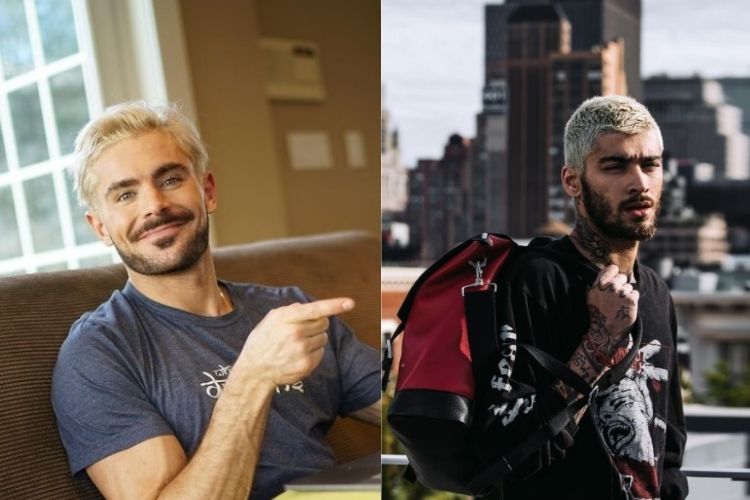 Zac Efron e Zayn Malik com cabelo platinado