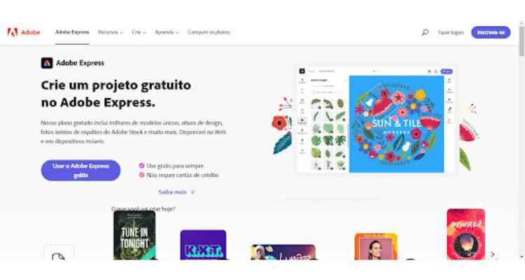 print da tela da ferramenta Adobe Express