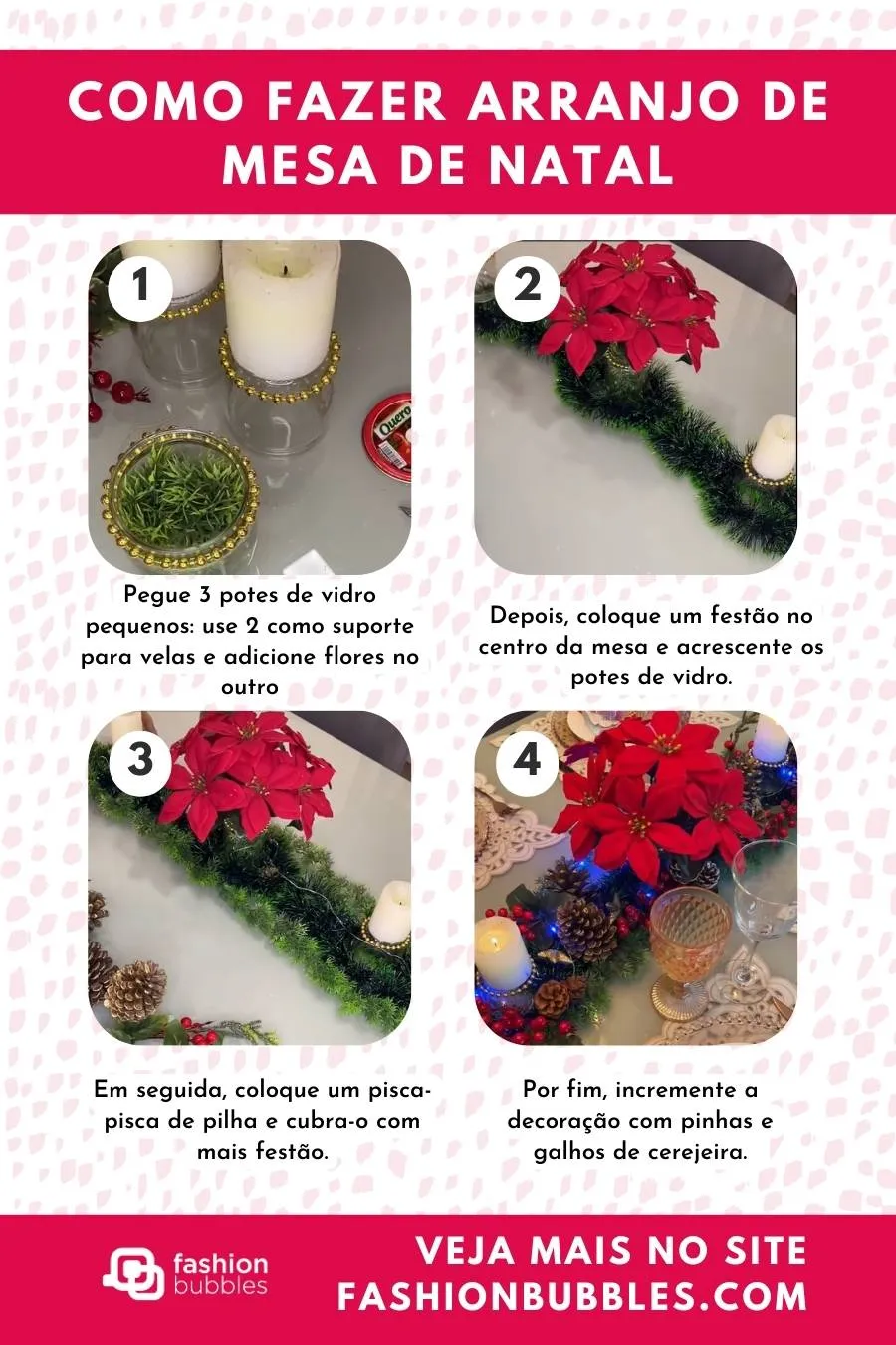 Como fazer arranjo de mesa de natal.