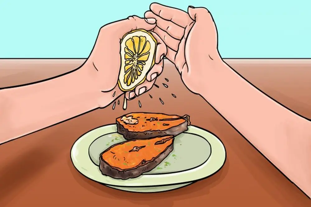 Regras de etiqueta simples: Proteja o limão para não respingar em ninguém, imagem ilustrativa.