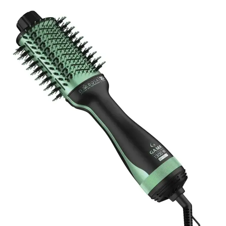 Escova secadora Gama Italy Babosa Brush 3D Bivolt em verde e preto