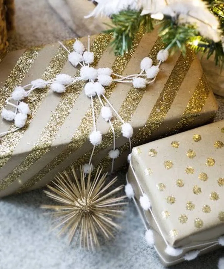 Foto de embrulho de presente de Natal.