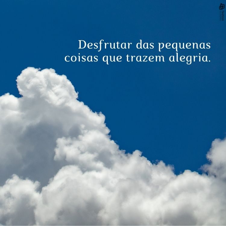 . Desfrutar das pequenas coisas que trazem alegria.