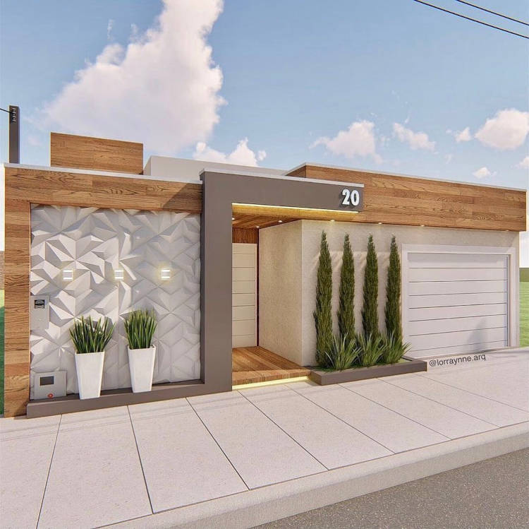 Casa térrea com fachada moderna.