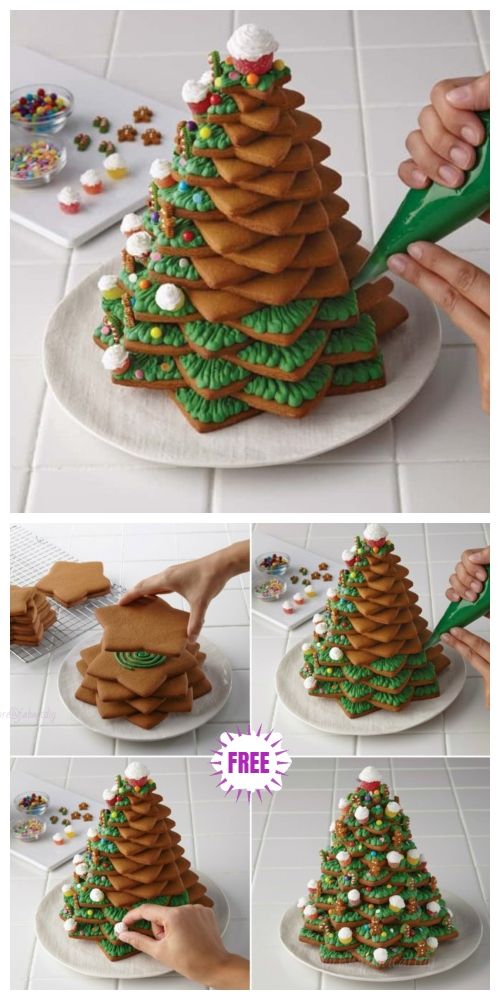 Passo a passo de árvore de Natal feita de biscoitos
