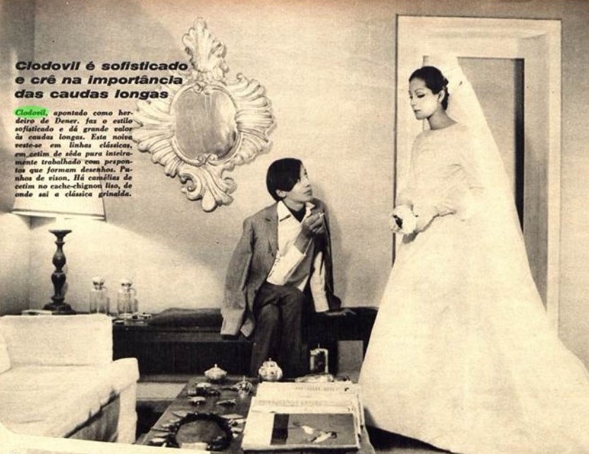 Matéria com Clodovil Hernandes na Revista Manchete onde ele é chamado de herdeiro de Dener. 