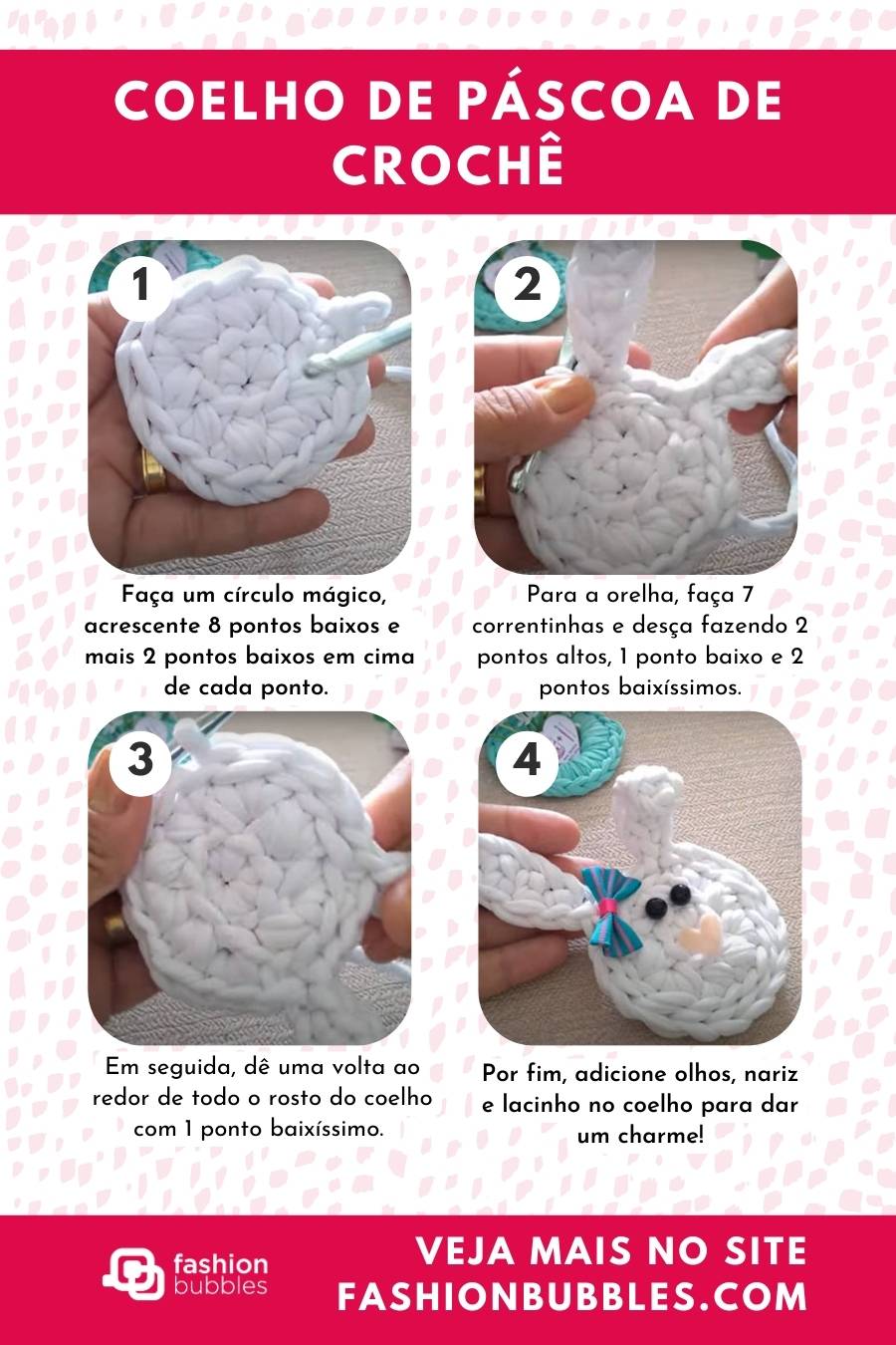 Chaveiro de coelho de crochê.