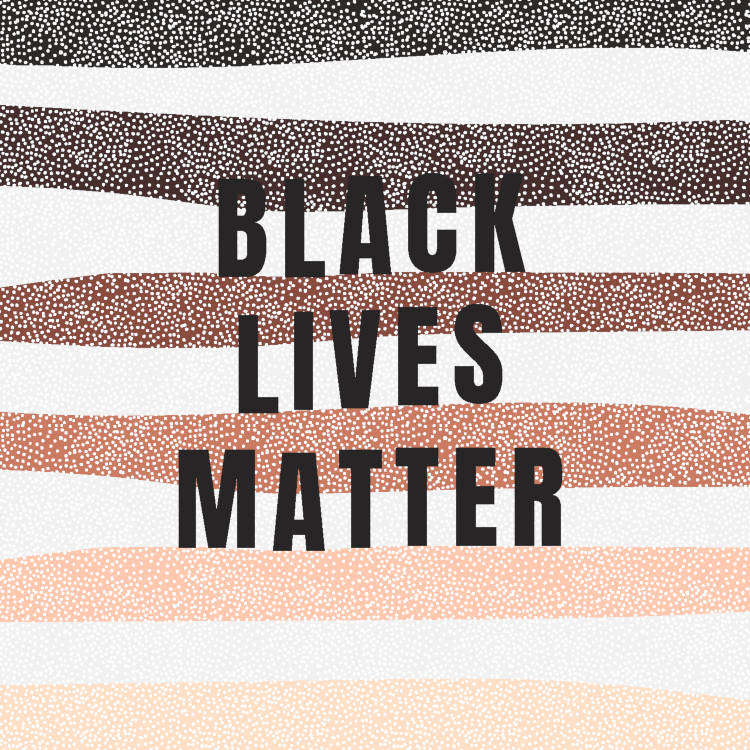
A imagem apresenta a frase "BLACK LIVES MATTER" (Vidas Negras Importam) em letras grandes e pretas, centralizadas. O fundo é composto por várias faixas horizontais em tons que variam de marrom escuro, passando por diferentes tons de marrom e bege, até um tom claro. As faixas têm uma textura de pequenos pontos, criando um efeito visual interessante. 
