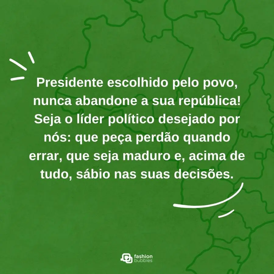Frase escrita em desenho do mapa do Brasil - fundo verde escuro.