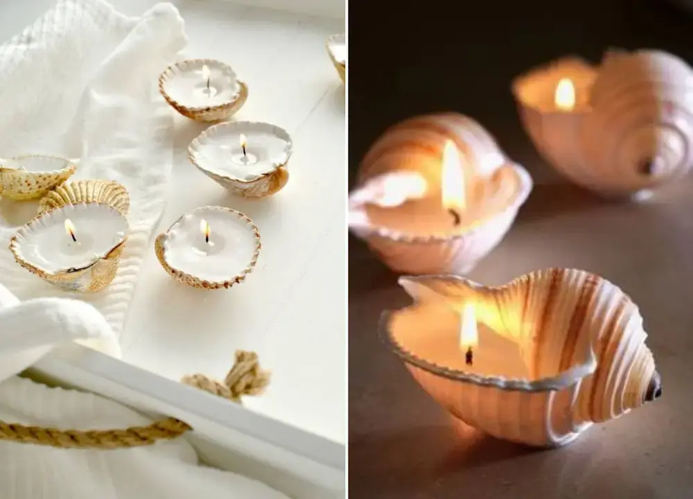 Velas curativas em forma de concha