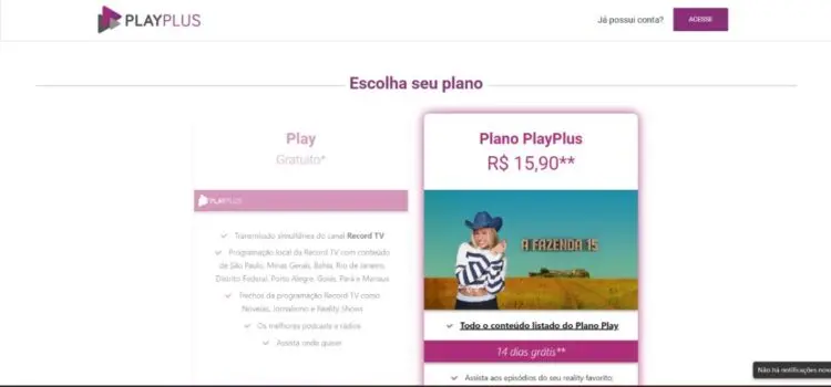 Interface do PlayPlus