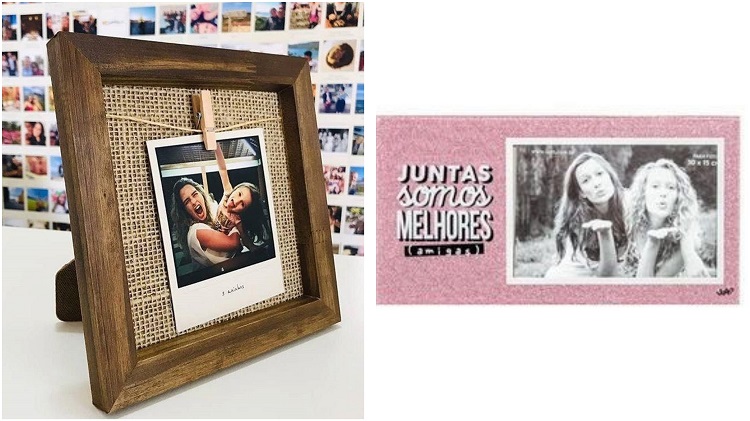 duas opções de porta-retratos com fotos de amigas