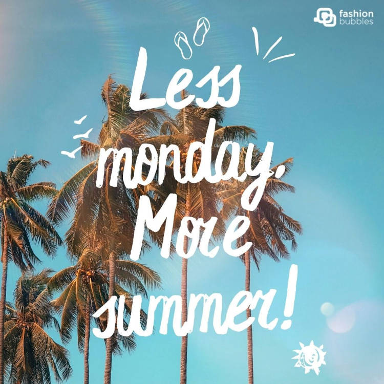 Foto de coqueiros e frase: Less monday. More summer. 