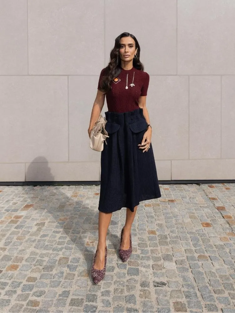 Foto de Maria Braz, uma das famosas brasileiras na Milão Fashion Week, no desfile da Prada