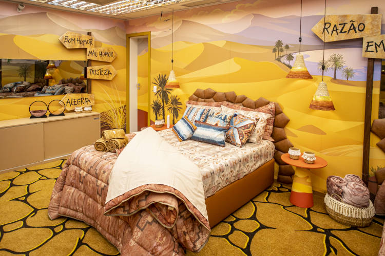 Quarto deserto com artigos da ARTEX no BBB 23.