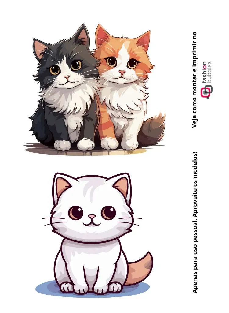 Gatos para imprimir e fazer efeito 3D