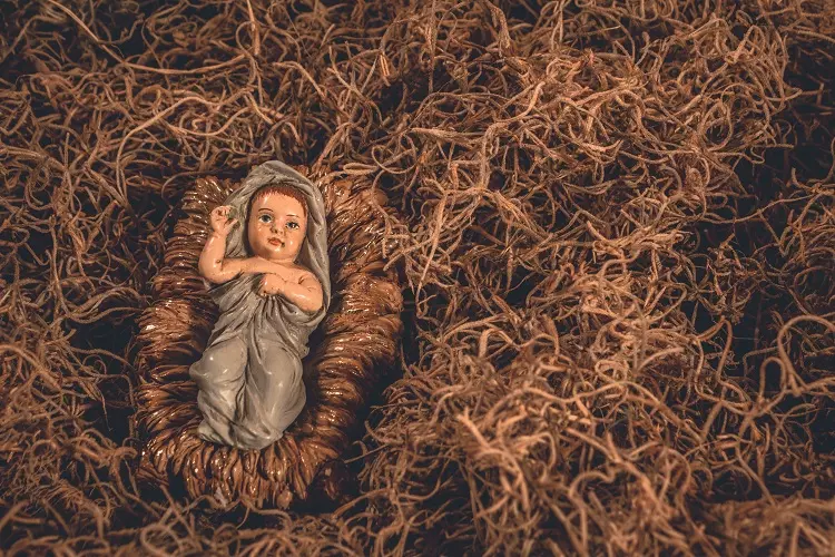 boneco do Menino Jesus sobre musgo