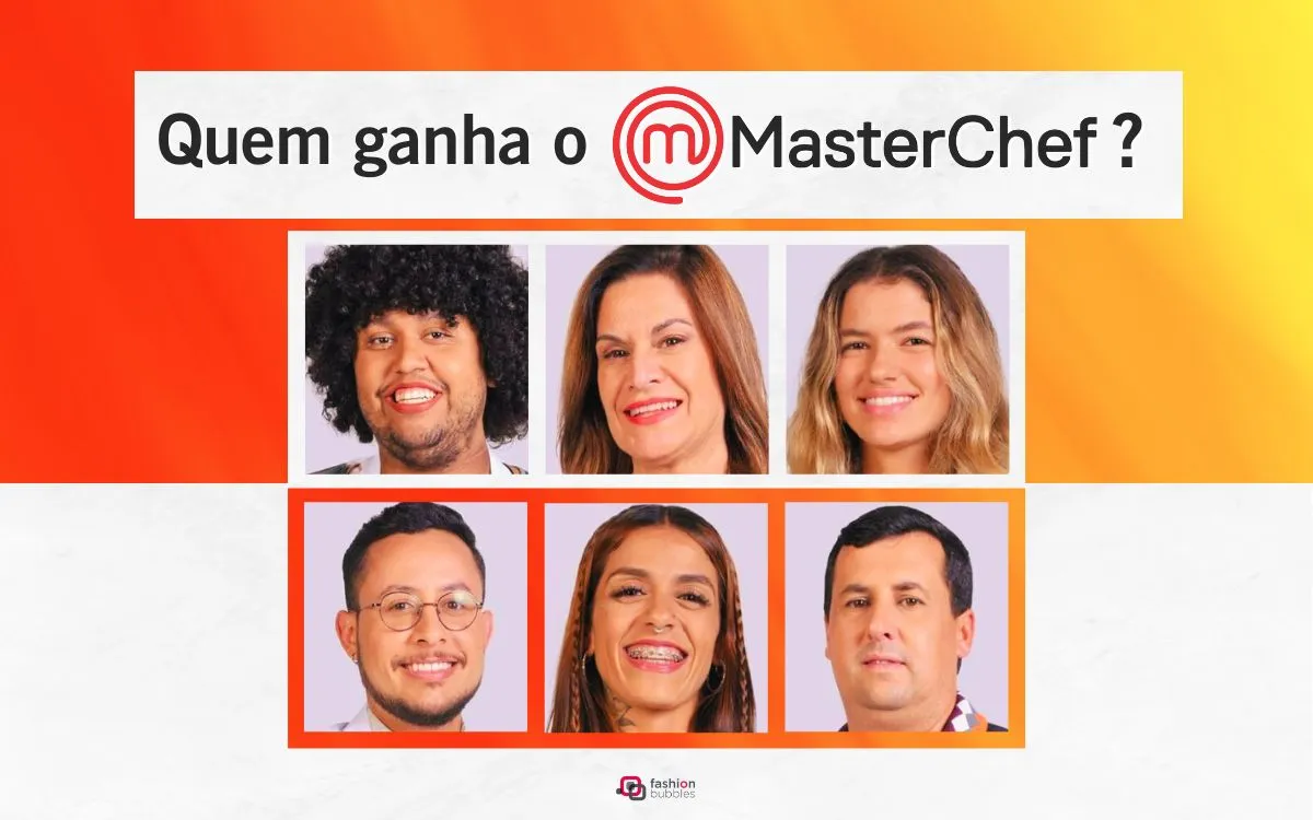 Montagem com foto dos 6 últimos competidores do MasterChef 2023